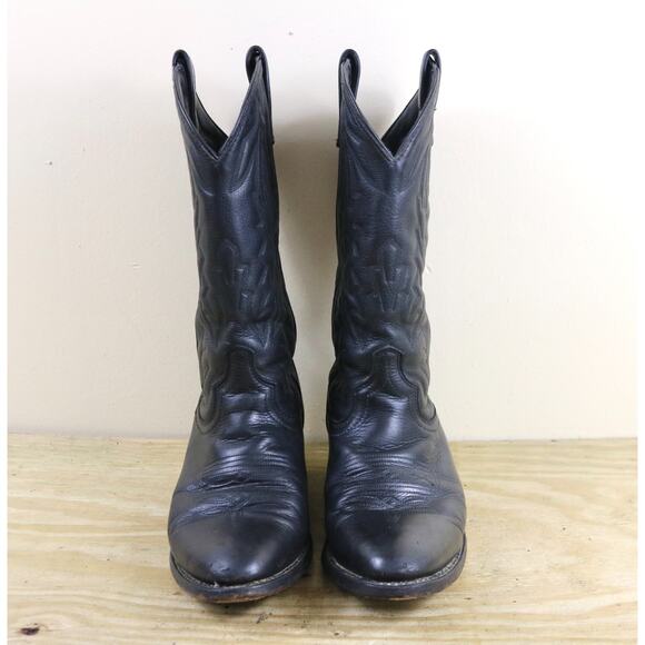 Laredo Boots Mens 8EW Black Leather Cowboy Boots Western Pull On main image 6